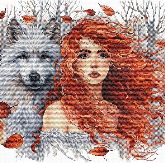 The Redhead and the Wolf - Cross Stitch Kit