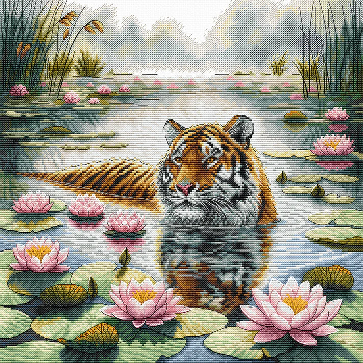 Tiger Among Water Lilies - Cross Stitch Kit