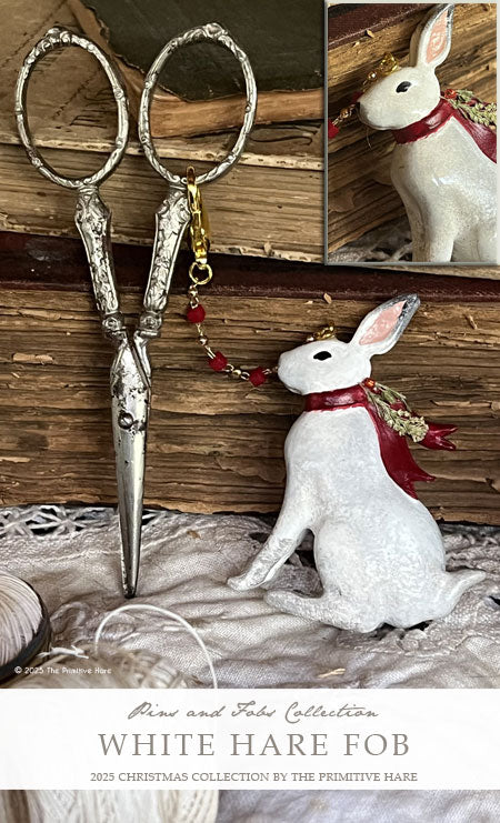 White Hare Scissor Fob